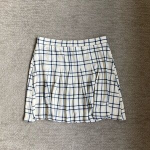BP Cream and Blue Pleated Plaid Mini Skirt